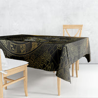 Mexico Quetzalcoatl Aztec Calendar Tablecloth Black Gold Tribal Warrior Art