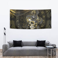 Mexico Quetzalcoatl Aztec Calendar Tapestry Black Gold Tribal Warrior Art