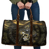 Mexico Quetzalcoatl Aztec Calendar Travel Bag Black Gold Tribal Warrior Art
