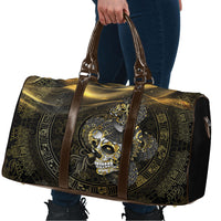Mexico Quetzalcoatl Aztec Calendar Travel Bag Black Gold Tribal Warrior Art