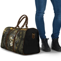 Mexico Quetzalcoatl Aztec Calendar Travel Bag Black Gold Tribal Warrior Art