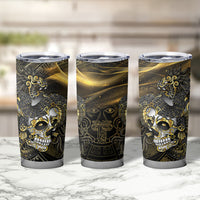 Mexico Quetzalcoatl Aztec Calendar Tumbler Cup Black Gold Tribal Warrior Art