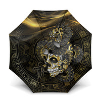 Mexico Quetzalcoatl Aztec Calendar Umbrella Black Gold Tribal Warrior Art