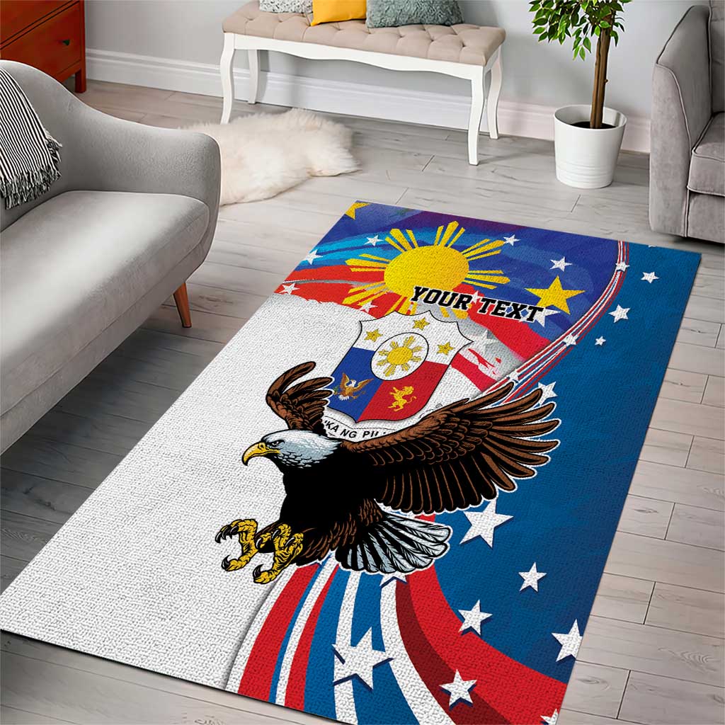 Personalized Filipino-American Area Rug The Eight-Rayed Sun with Bald Eagle LT9 - Wonder Print Shop