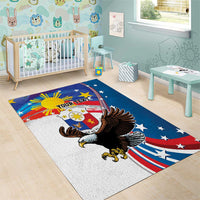 Personalized Filipino-American Area Rug The Eight-Rayed Sun with Bald Eagle LT9 - Wonder Print Shop