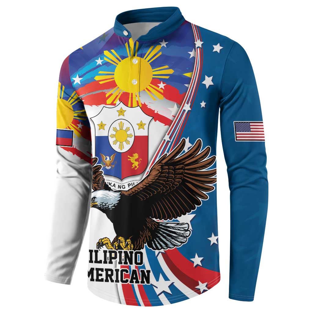 Personalized Filipino-American Button Sweatshirt The Eight-Rayed Sun with Bald Eagle LT9 - Wonder Print Shop