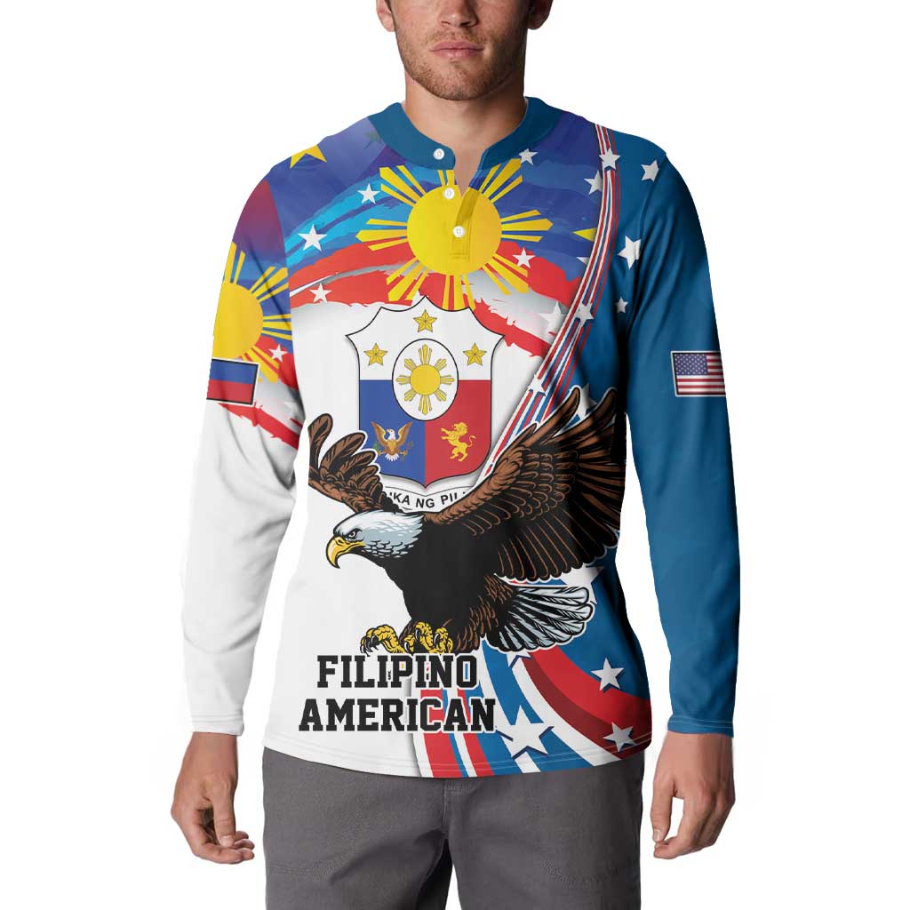 Personalized Filipino-American Button Sweatshirt The Eight-Rayed Sun with Bald Eagle LT9 - Wonder Print Shop