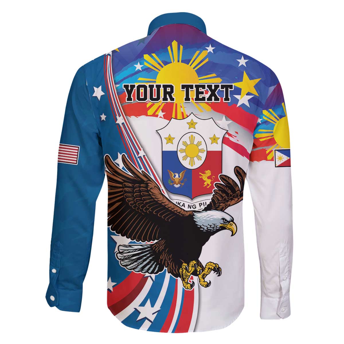 Personalized Filipino-American Family Matching Puletasi and Hawaiian Shirt The Eight-Rayed Sun with Bald Eagle - Wonder Print Shop