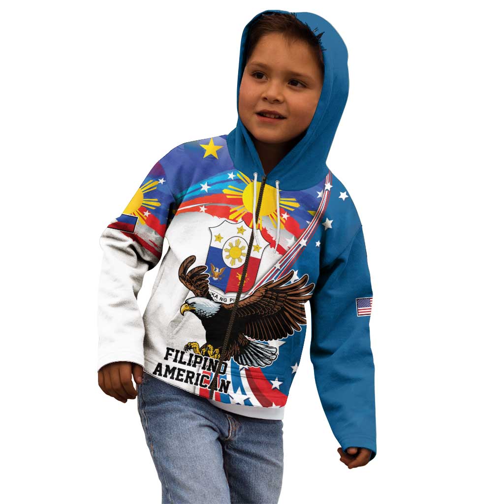 Personalized Filipino-American Kid Hoodie The Eight-Rayed Sun with Bald Eagle - Wonder Print Shop