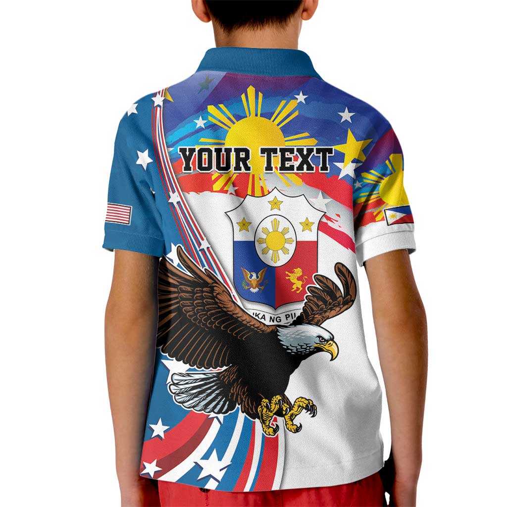 Personalized Filipino-American Kid Polo Shirt The Eight-Rayed Sun with Bald Eagle - Wonder Print Shop