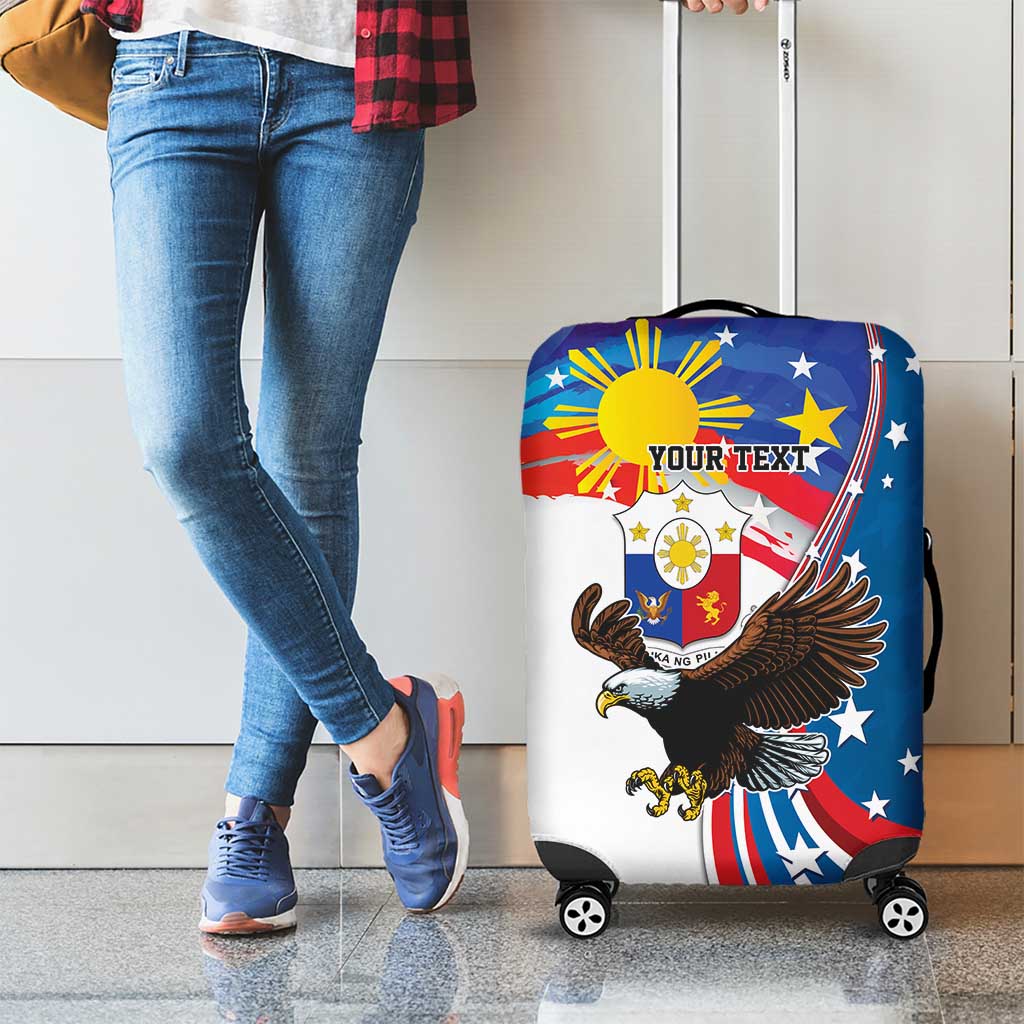 Personalized Filipino-American Luggage Cover The Eight-Rayed Sun with Bald Eagle - Wonder Print Shop
