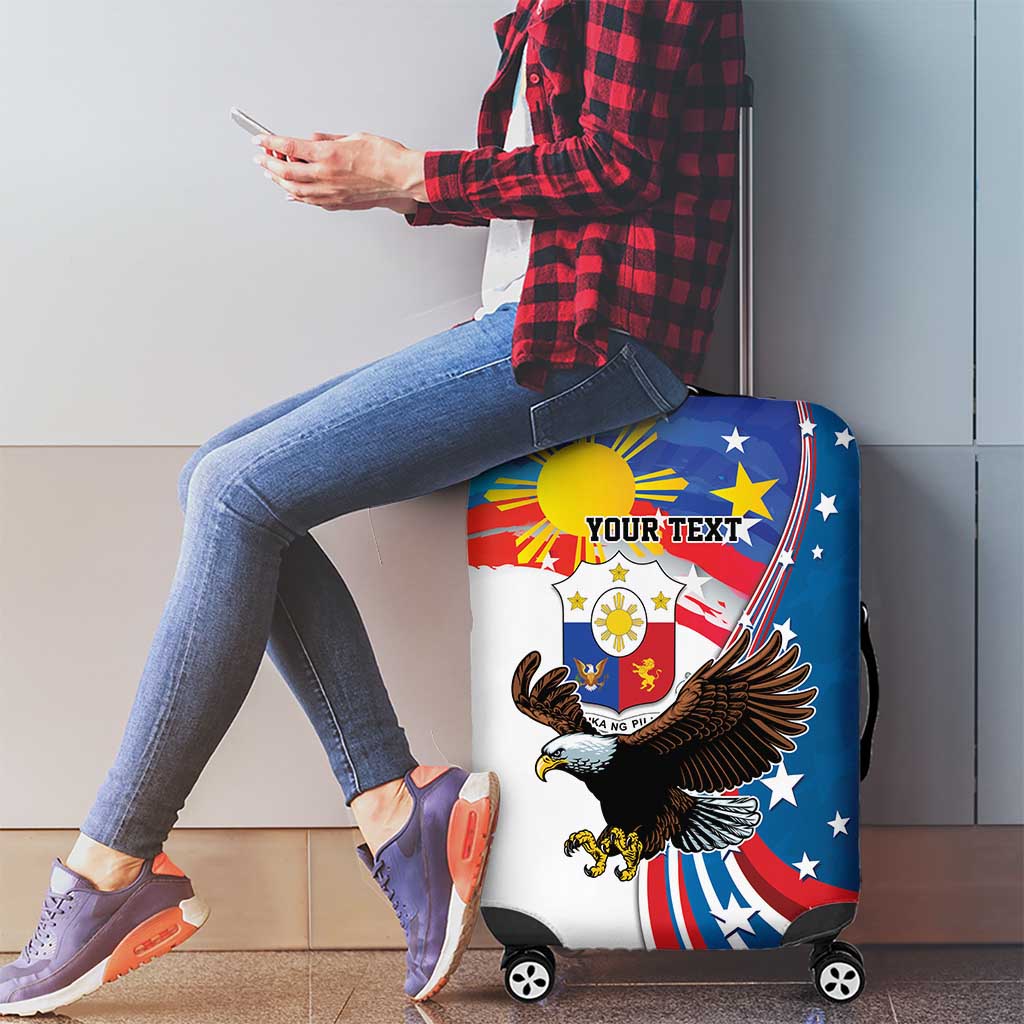 Personalized Filipino-American Luggage Cover The Eight-Rayed Sun with Bald Eagle - Wonder Print Shop
