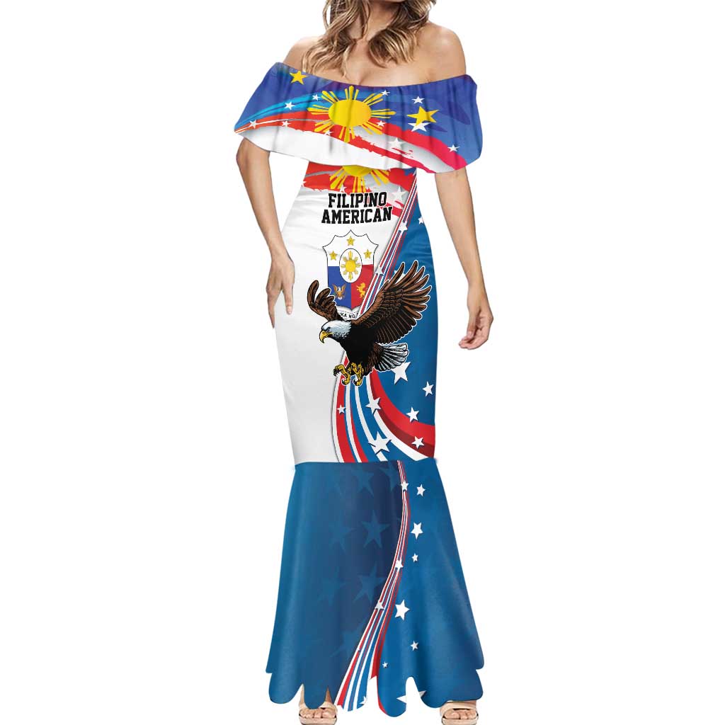 Personalized Filipino-American Mermaid Dress The Eight-Rayed Sun with Bald Eagle - Wonder Print Shop
