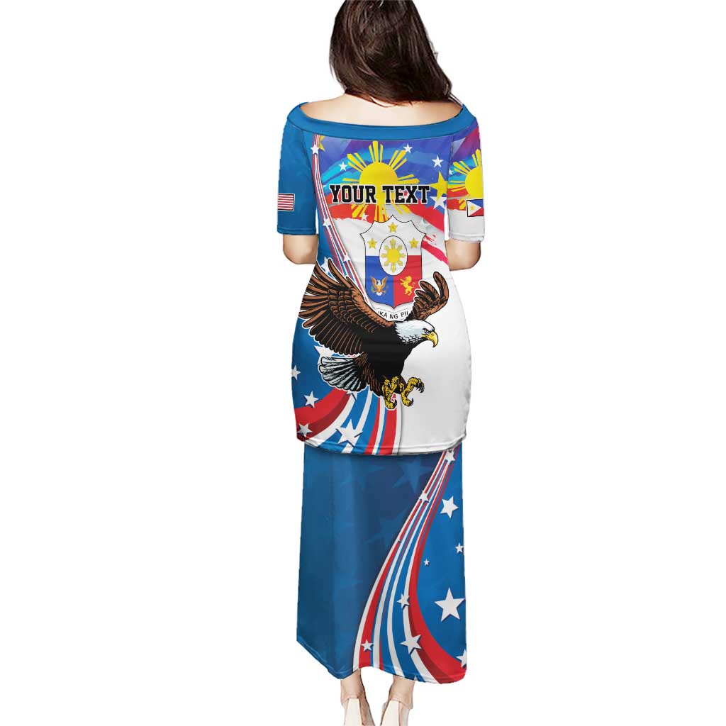 Personalized Filipino-American Puletasi The Eight-Rayed Sun with Bald Eagle - Wonder Print Shop