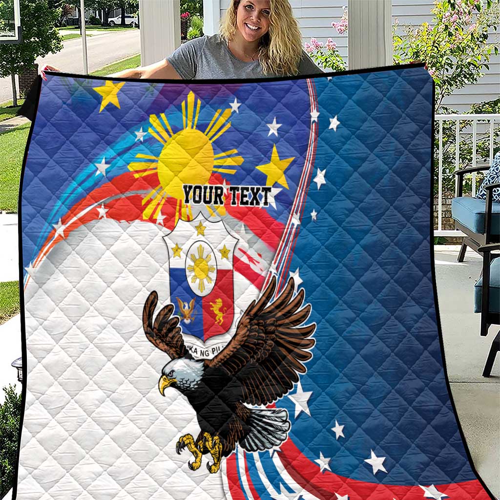Personalized Filipino-American Quilt The Eight-Rayed Sun with Bald Eagle - Wonder Print Shop