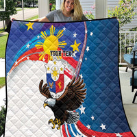 Personalized Filipino-American Quilt The Eight-Rayed Sun with Bald Eagle - Wonder Print Shop