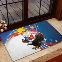 Personalized Filipino-American Rubber Doormat The Eight-Rayed Sun with Bald Eagle - Wonder Print Shop
