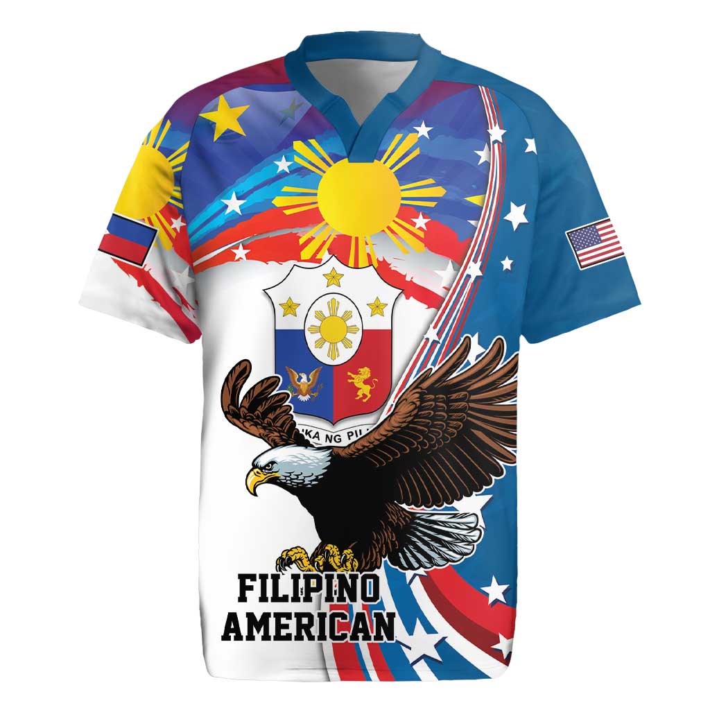 Personalized Filipino-American Rugby Jersey The Eight-Rayed Sun with Bald Eagle - Wonder Print Shop