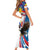 Personalized Filipino-American Short Sleeve Bodycon Dress The Eight-Rayed Sun with Bald Eagle - Wonder Print Shop