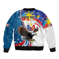Personalized Filipino-American Sleeve Zip Bomber Jacket The Eight-Rayed Sun with Bald Eagle - Wonder Print Shop