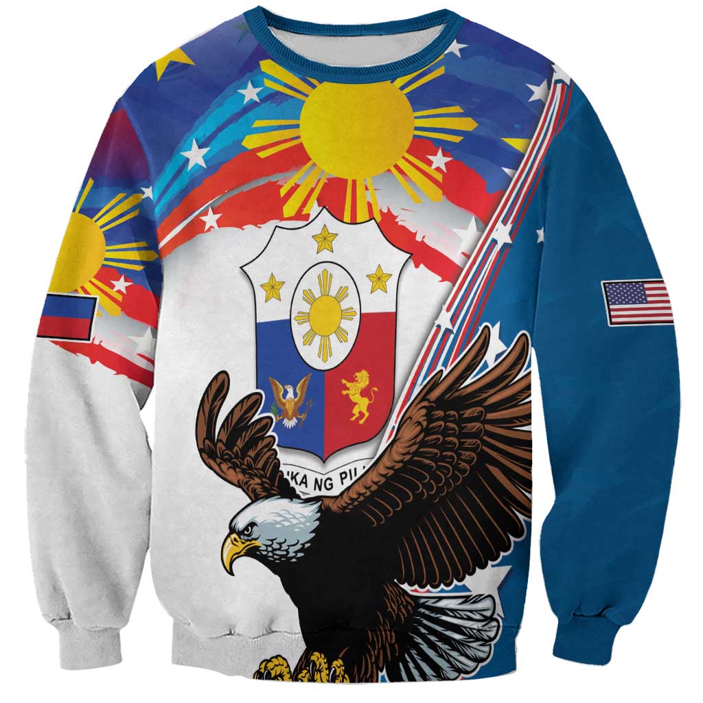 Personalized Filipino-American Sweatshirt The Eight-Rayed Sun with Bald Eagle - Wonder Print Shop