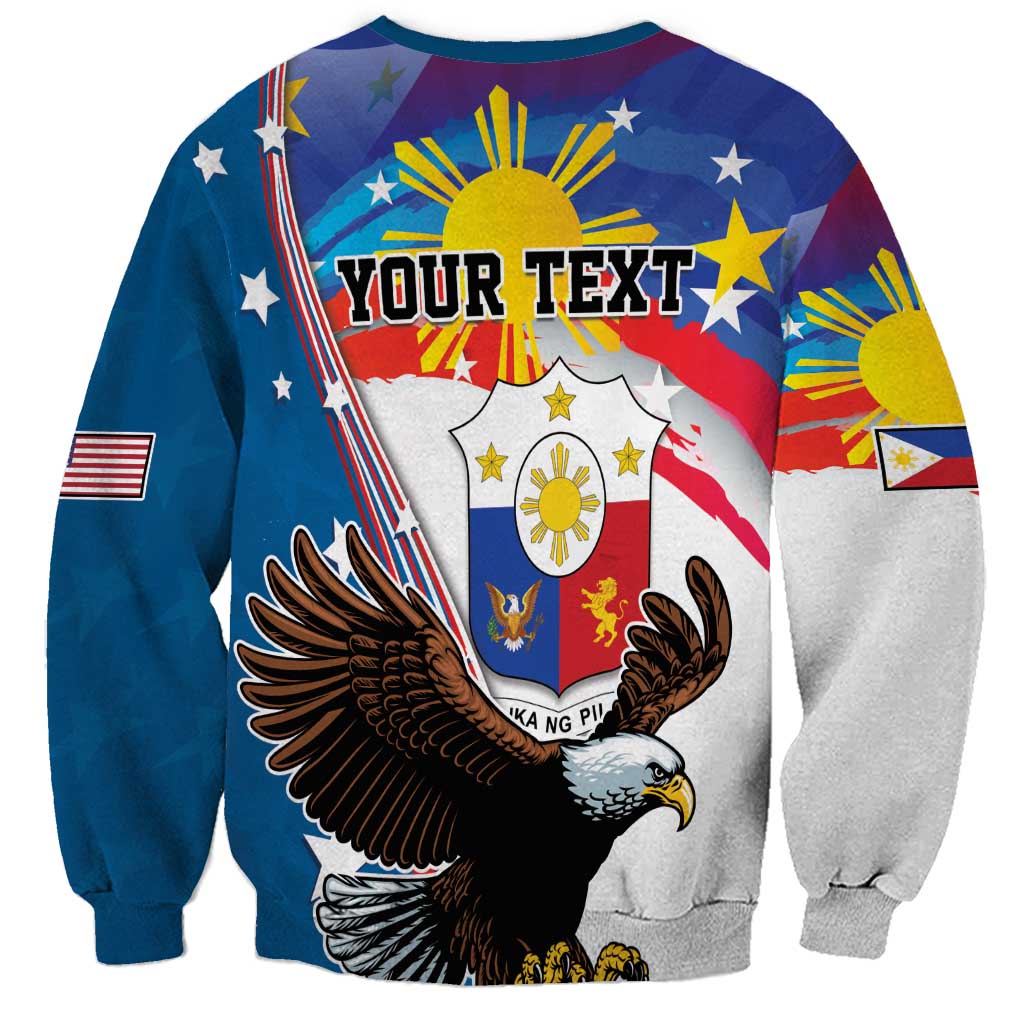 Personalized Filipino-American Sweatshirt The Eight-Rayed Sun with Bald Eagle - Wonder Print Shop