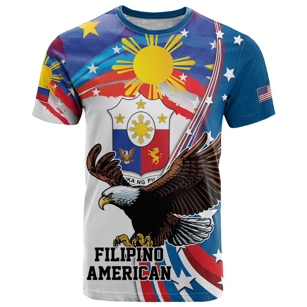 Personalized Filipino-American T Shirt The Eight-Rayed Sun with Bald Eagle - Wonder Print Shop