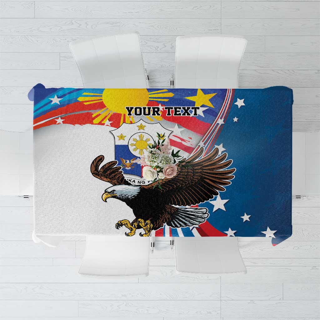 Personalized Filipino-American Tablecloth The Eight-Rayed Sun with Bald Eagle - Wonder Print Shop