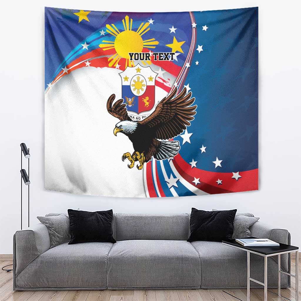 Personalized Filipino-American Tapestry The Eight-Rayed Sun with Bald Eagle - Wonder Print Shop
