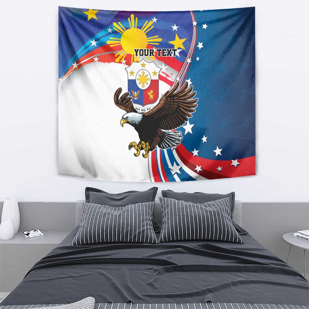 Personalized Filipino-American Tapestry The Eight-Rayed Sun with Bald Eagle - Wonder Print Shop
