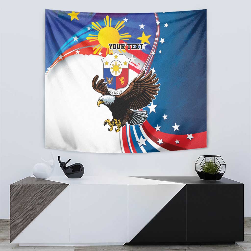 Personalized Filipino-American Tapestry The Eight-Rayed Sun with Bald Eagle - Wonder Print Shop