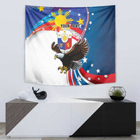 Personalized Filipino-American Tapestry The Eight-Rayed Sun with Bald Eagle - Wonder Print Shop