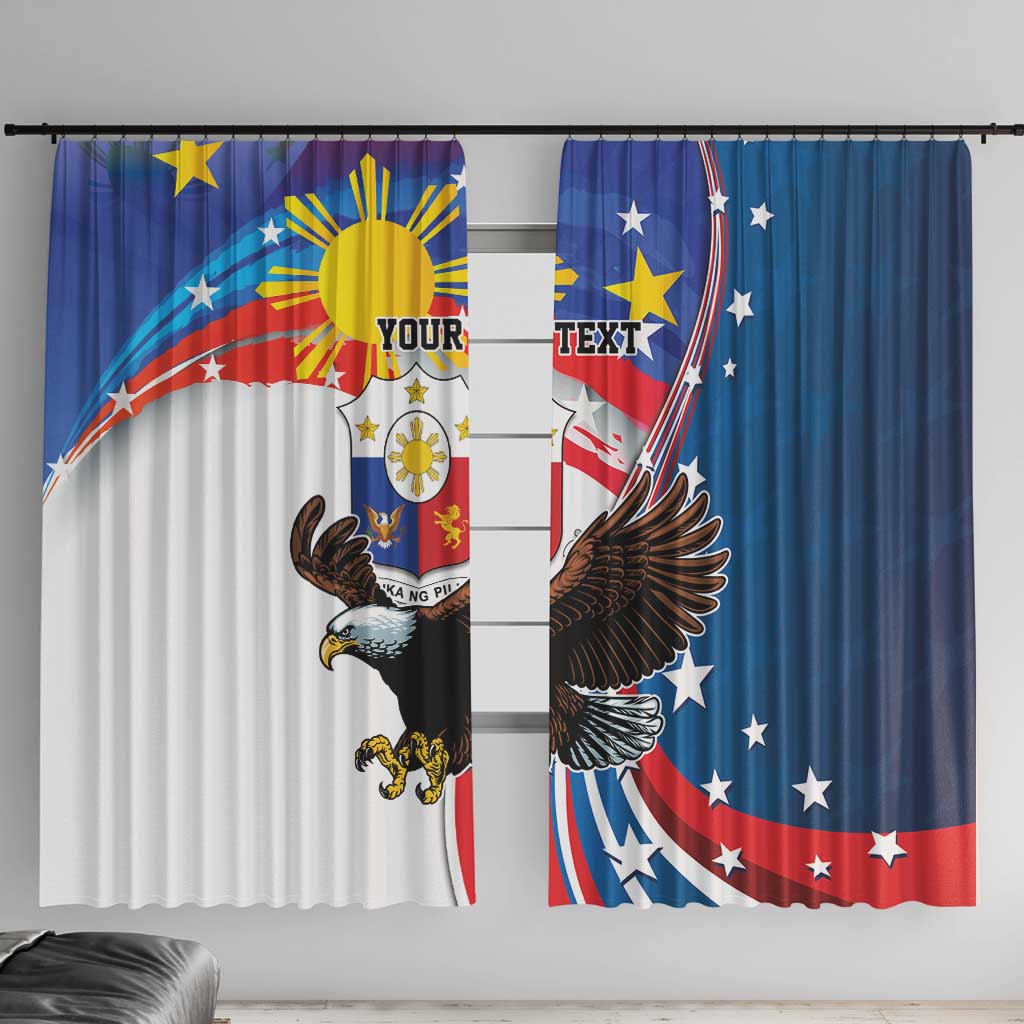 Personalized Filipino-American Window Curtain The Eight-Rayed Sun with Bald Eagle - Wonder Print Shop