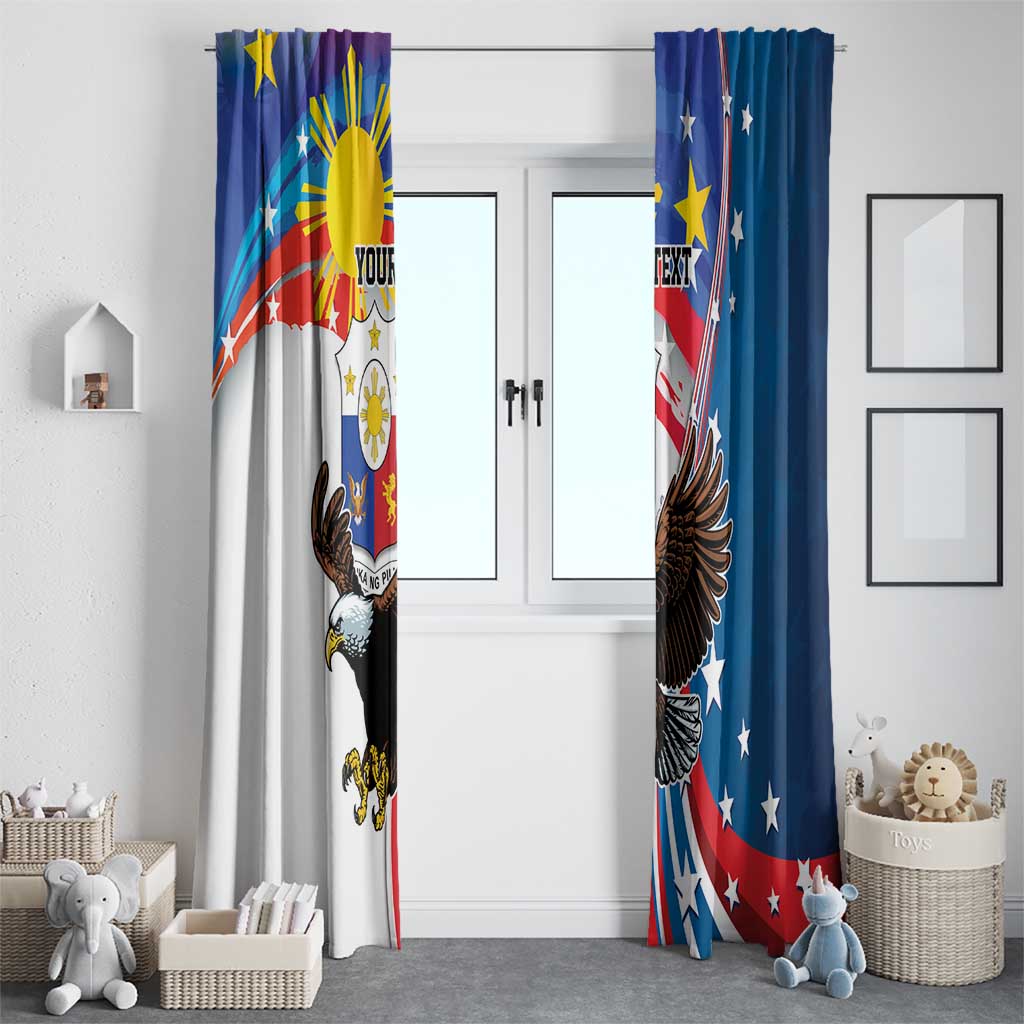 Personalized Filipino-American Window Curtain The Eight-Rayed Sun with Bald Eagle - Wonder Print Shop