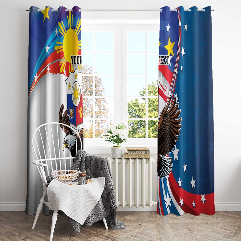 Personalized Filipino-American Window Curtain The Eight-Rayed Sun with Bald Eagle - Wonder Print Shop