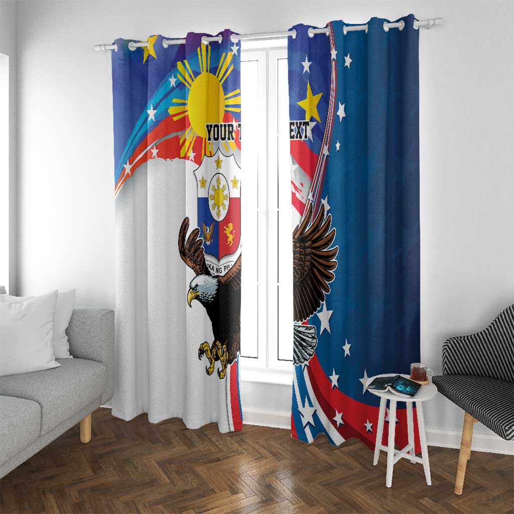 Personalized Filipino-American Window Curtain The Eight-Rayed Sun with Bald Eagle - Wonder Print Shop