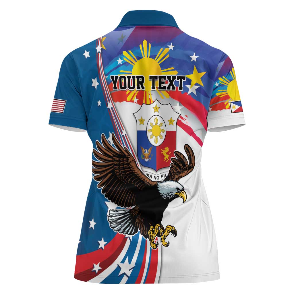 Personalized Filipino-American Women Polo Shirt The Eight-Rayed Sun with Bald Eagle - Wonder Print Shop