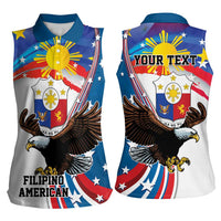 Personalized Filipino-American Women Sleeveless Polo Shirt The Eight-Rayed Sun with Bald Eagle - Wonder Print Shop