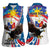 Personalized Filipino-American Women Sleeveless Polo Shirt The Eight-Rayed Sun with Bald Eagle - Wonder Print Shop