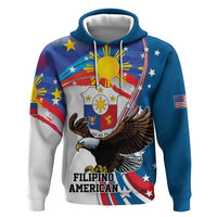Personalized Filipino-American Zip Hoodie The Eight-Rayed Sun with Bald Eagle - Wonder Print Shop
