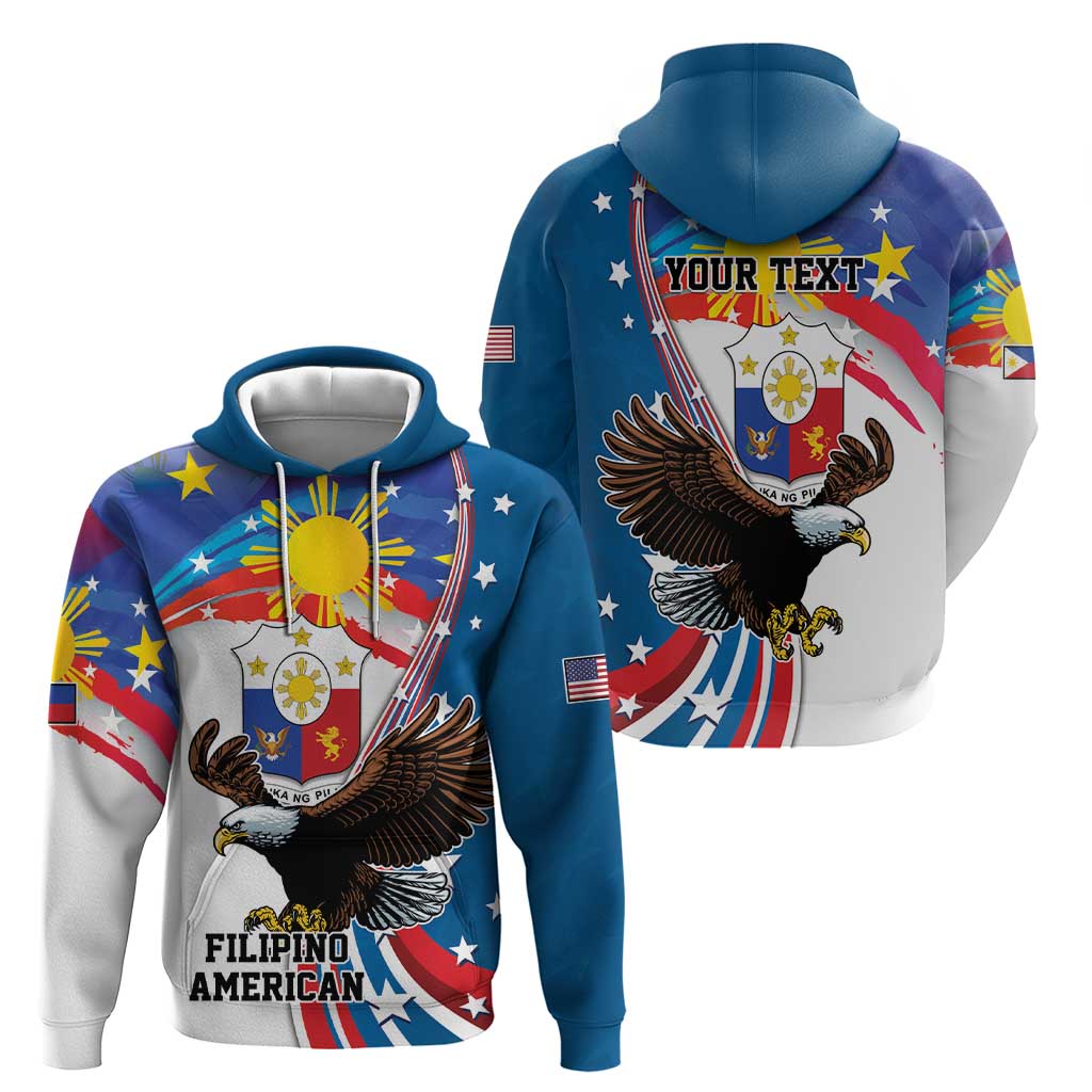Personalized Filipino-American Zip Hoodie The Eight-Rayed Sun with Bald Eagle - Wonder Print Shop