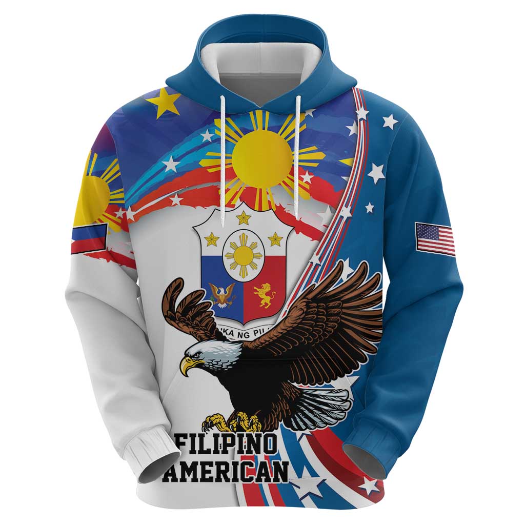 Personalized Filipino-American Zip Hoodie The Eight-Rayed Sun with Bald Eagle - Wonder Print Shop