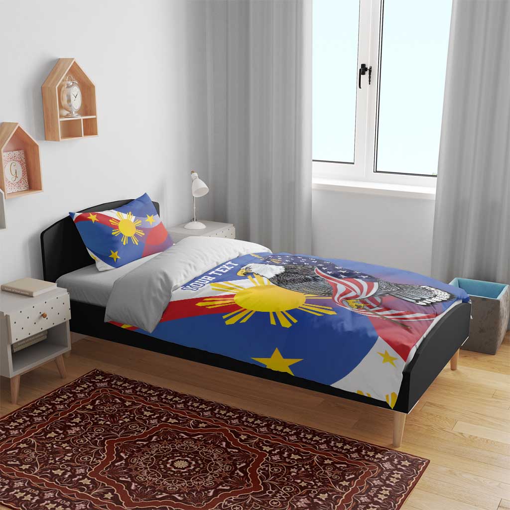 Personalized Filipino-American Bedding Set Philippines Coat Of Arms with Bald Eagle LT9 - Wonder Print Shop