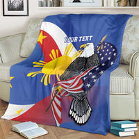 Personalized Filipino-American Blanket Philippines Coat Of Arms with Bald Eagle