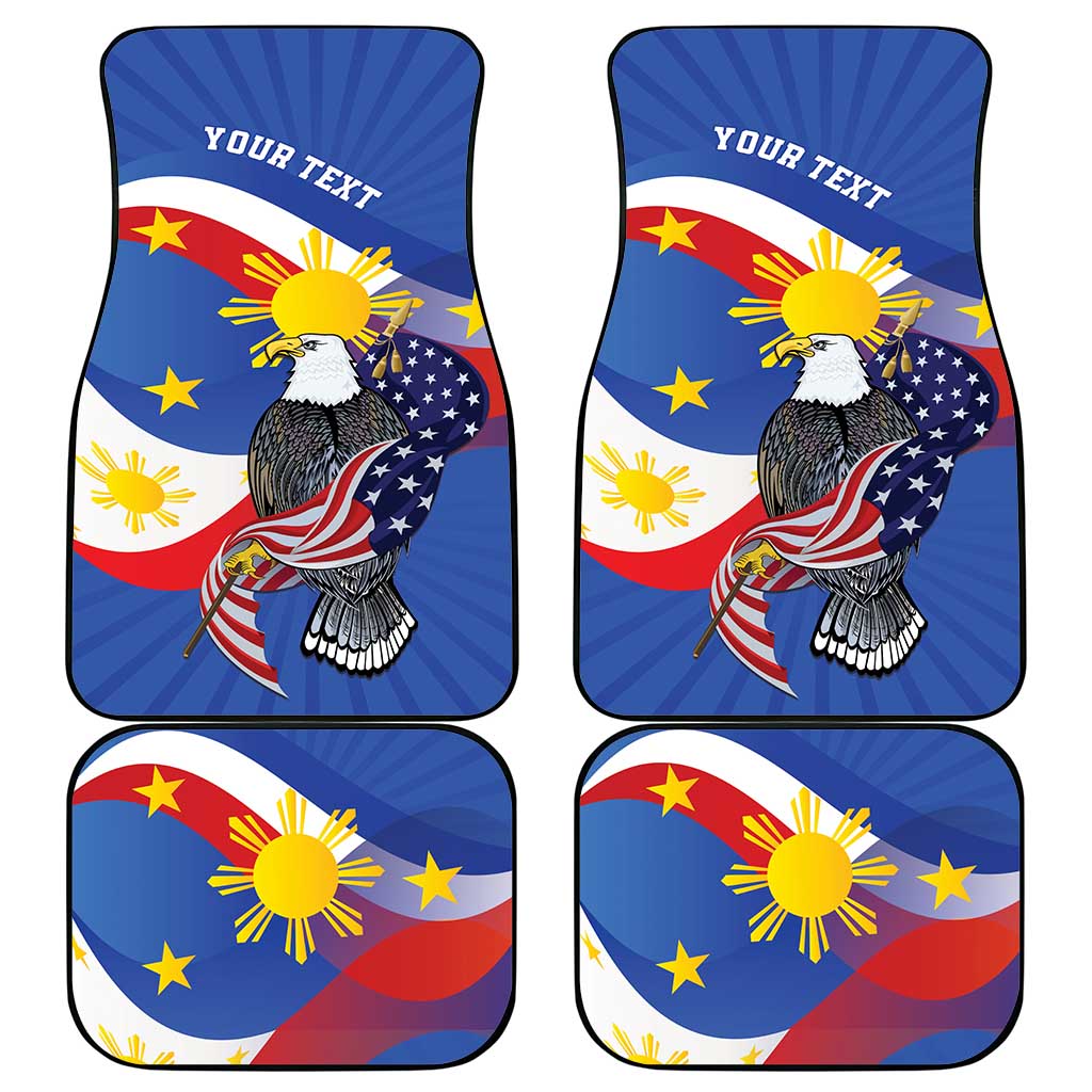 Personalized Filipino-American Car Mats Philippines Coat Of Arms with Bald Eagle LT9 - Wonder Print Shop