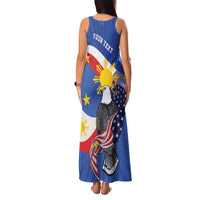Personalized Filipino-American Family Matching Tank Maxi Dress and Hawaiian Shirt Philippines Coat Of Arms with Bald Eagle - Wonder Print Shop