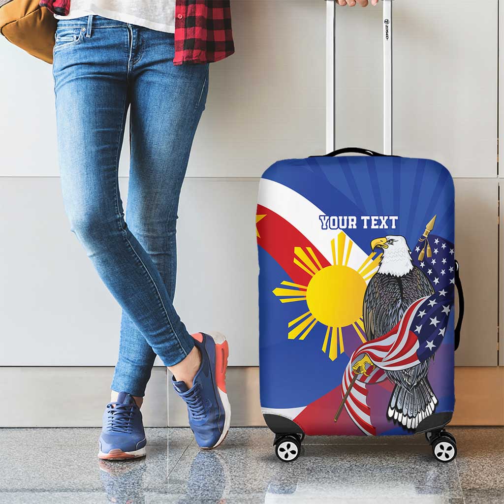 Personalized Filipino-American Luggage Cover Philippines Coat Of Arms with Bald Eagle - Wonder Print Shop
