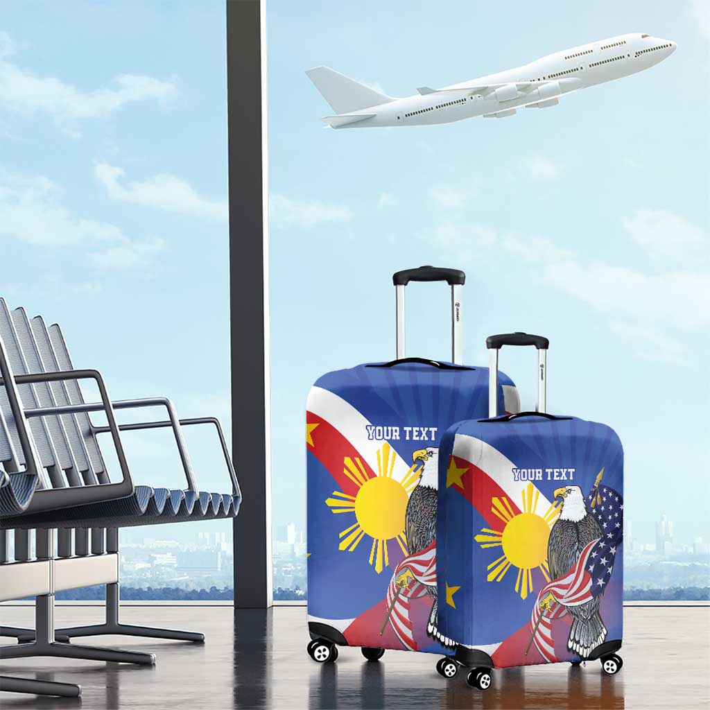 Personalized Filipino-American Luggage Cover Philippines Coat Of Arms with Bald Eagle - Wonder Print Shop