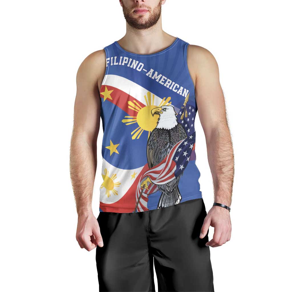 Personalized Filipino-American Men Tank Top Philippines Coat Of Arms with Bald Eagle - Wonder Print Shop
