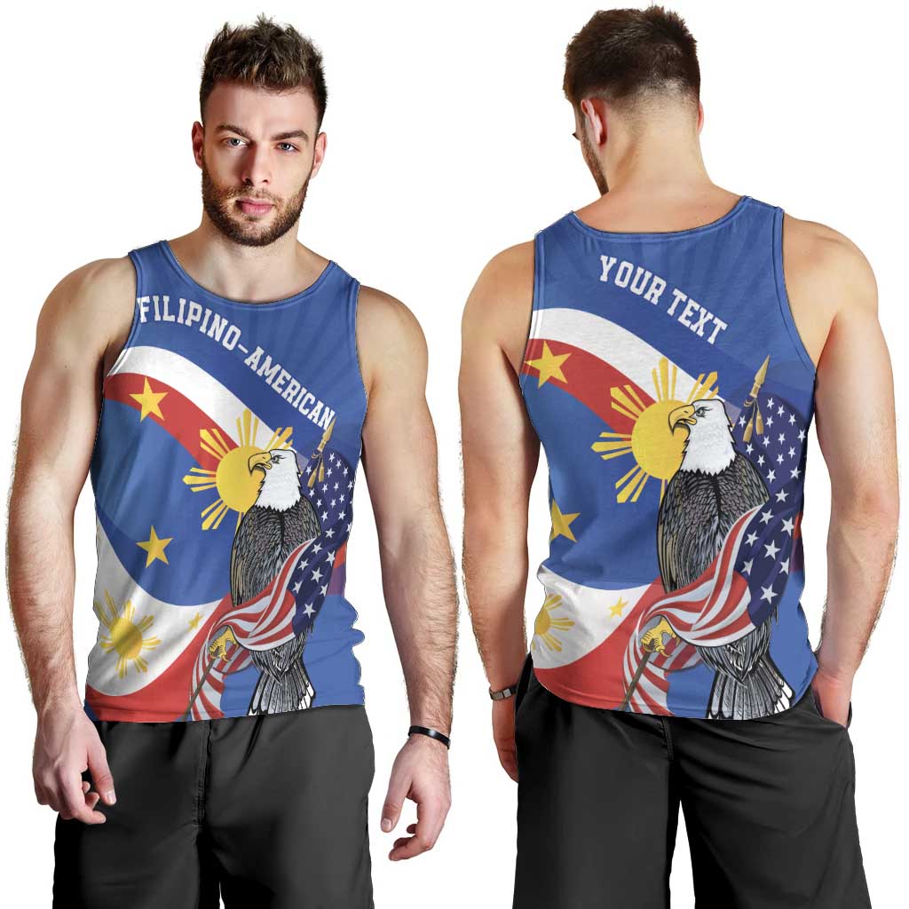 Personalized Filipino-American Men Tank Top Philippines Coat Of Arms with Bald Eagle - Wonder Print Shop